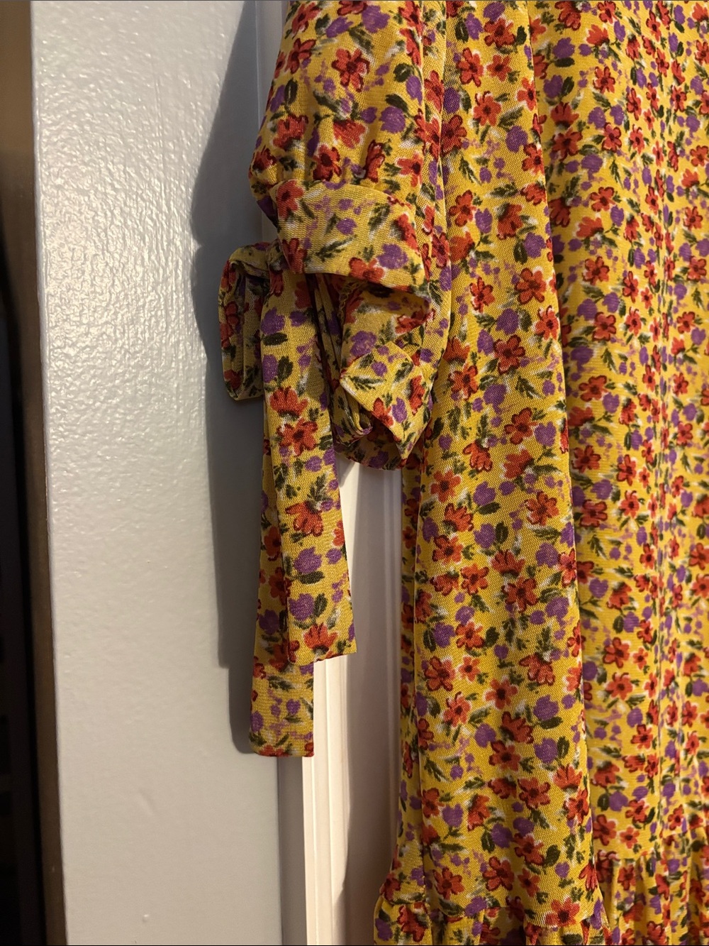 Women’s Yellow Floral Scoop-Neck Peplum Tunic - Picture 2 of 6